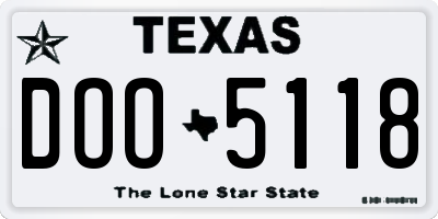 TX license plate DOO5118