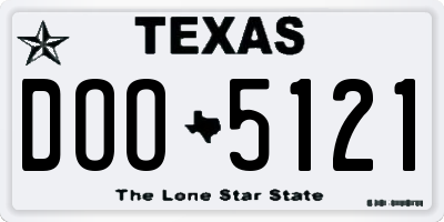 TX license plate DOO5121