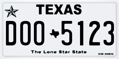 TX license plate DOO5123