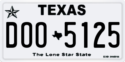 TX license plate DOO5125