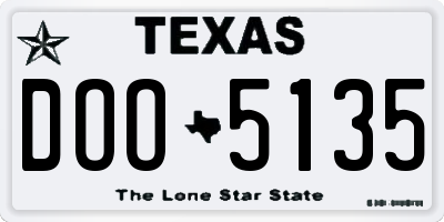 TX license plate DOO5135
