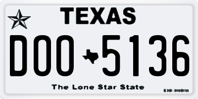 TX license plate DOO5136