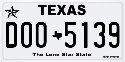 TX license plate DOO5139