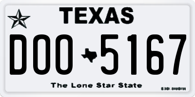 TX license plate DOO5167