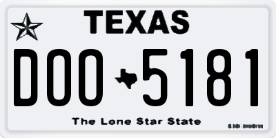TX license plate DOO5181