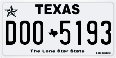 TX license plate DOO5193