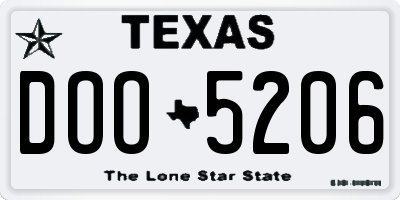 TX license plate DOO5206