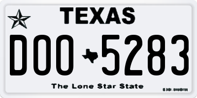 TX license plate DOO5283