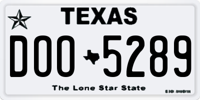 TX license plate DOO5289