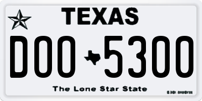 TX license plate DOO5300