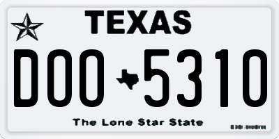 TX license plate DOO5310