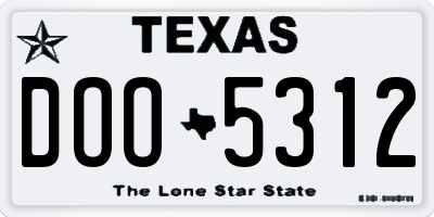 TX license plate DOO5312