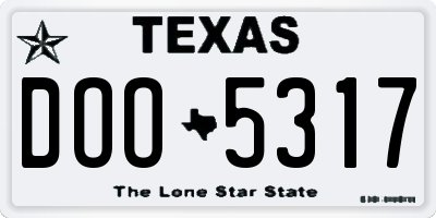 TX license plate DOO5317