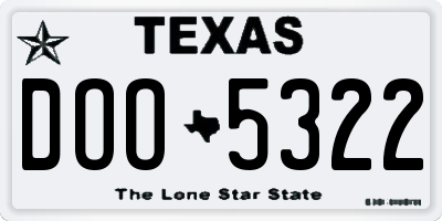 TX license plate DOO5322