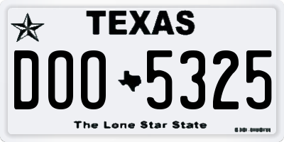 TX license plate DOO5325