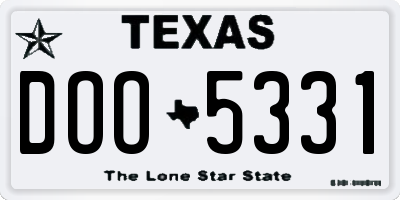 TX license plate DOO5331