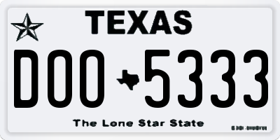 TX license plate DOO5333