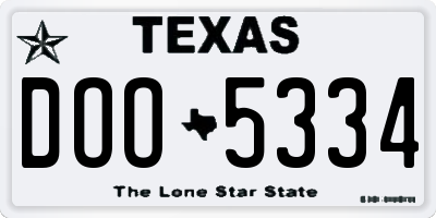 TX license plate DOO5334