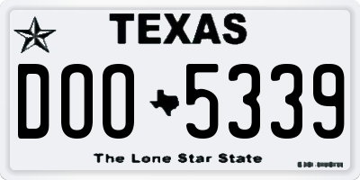 TX license plate DOO5339