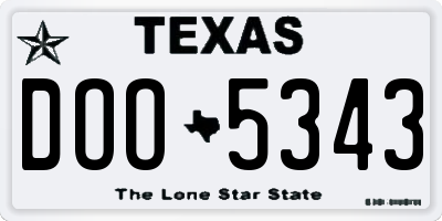 TX license plate DOO5343
