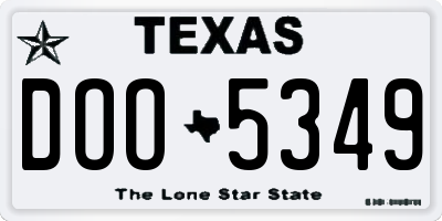 TX license plate DOO5349