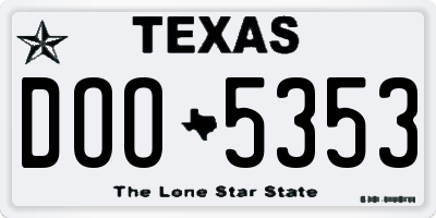 TX license plate DOO5353