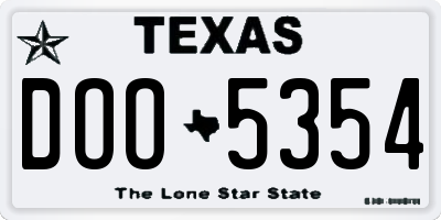 TX license plate DOO5354