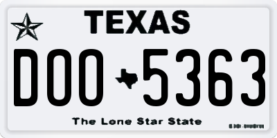 TX license plate DOO5363