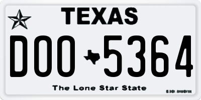TX license plate DOO5364
