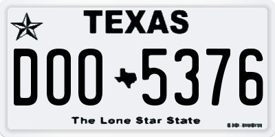 TX license plate DOO5376
