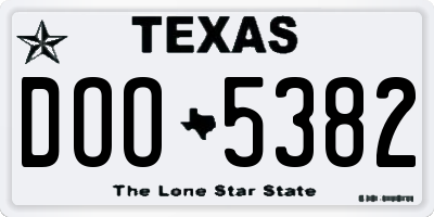 TX license plate DOO5382