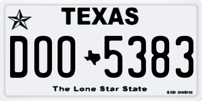 TX license plate DOO5383
