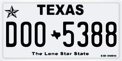 TX license plate DOO5388