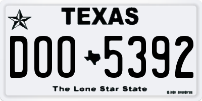 TX license plate DOO5392