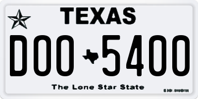 TX license plate DOO5400