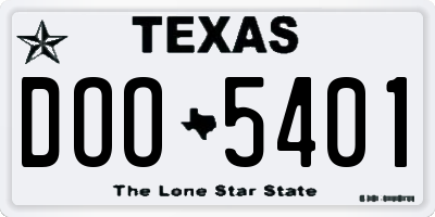 TX license plate DOO5401