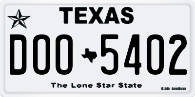 TX license plate DOO5402
