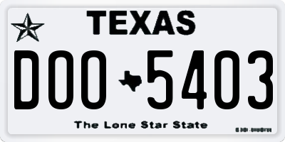 TX license plate DOO5403