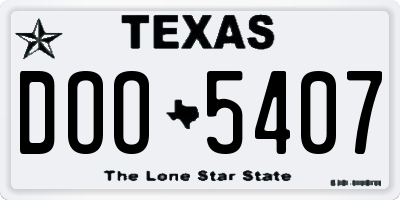 TX license plate DOO5407