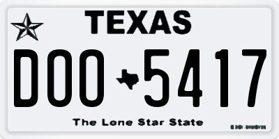 TX license plate DOO5417