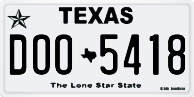 TX license plate DOO5418