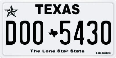 TX license plate DOO5430