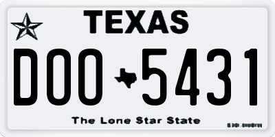 TX license plate DOO5431