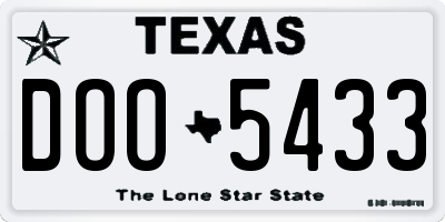 TX license plate DOO5433