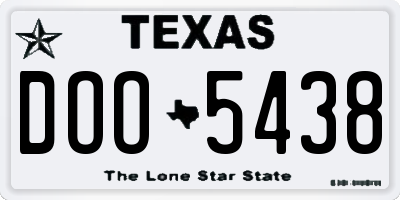 TX license plate DOO5438