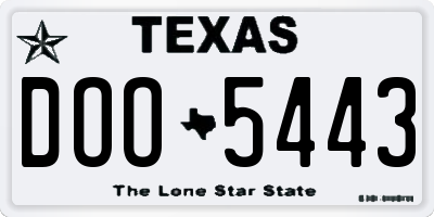 TX license plate DOO5443