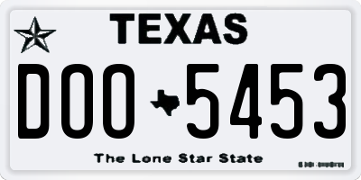 TX license plate DOO5453
