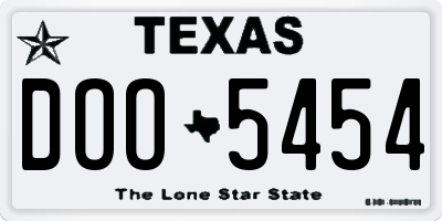 TX license plate DOO5454
