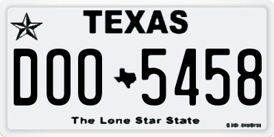 TX license plate DOO5458