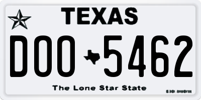 TX license plate DOO5462